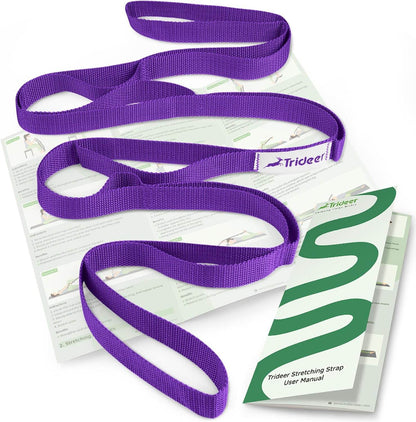Trideer Stretching Strap Yoga Strap for Physical Therapy, 10 Loops Yoga Straps for Stretching, Non-Elastic Stretch Strap for Pilates, Exercise, Stretch Band for Women & Men with Exercise Book - zenfulharmony.com