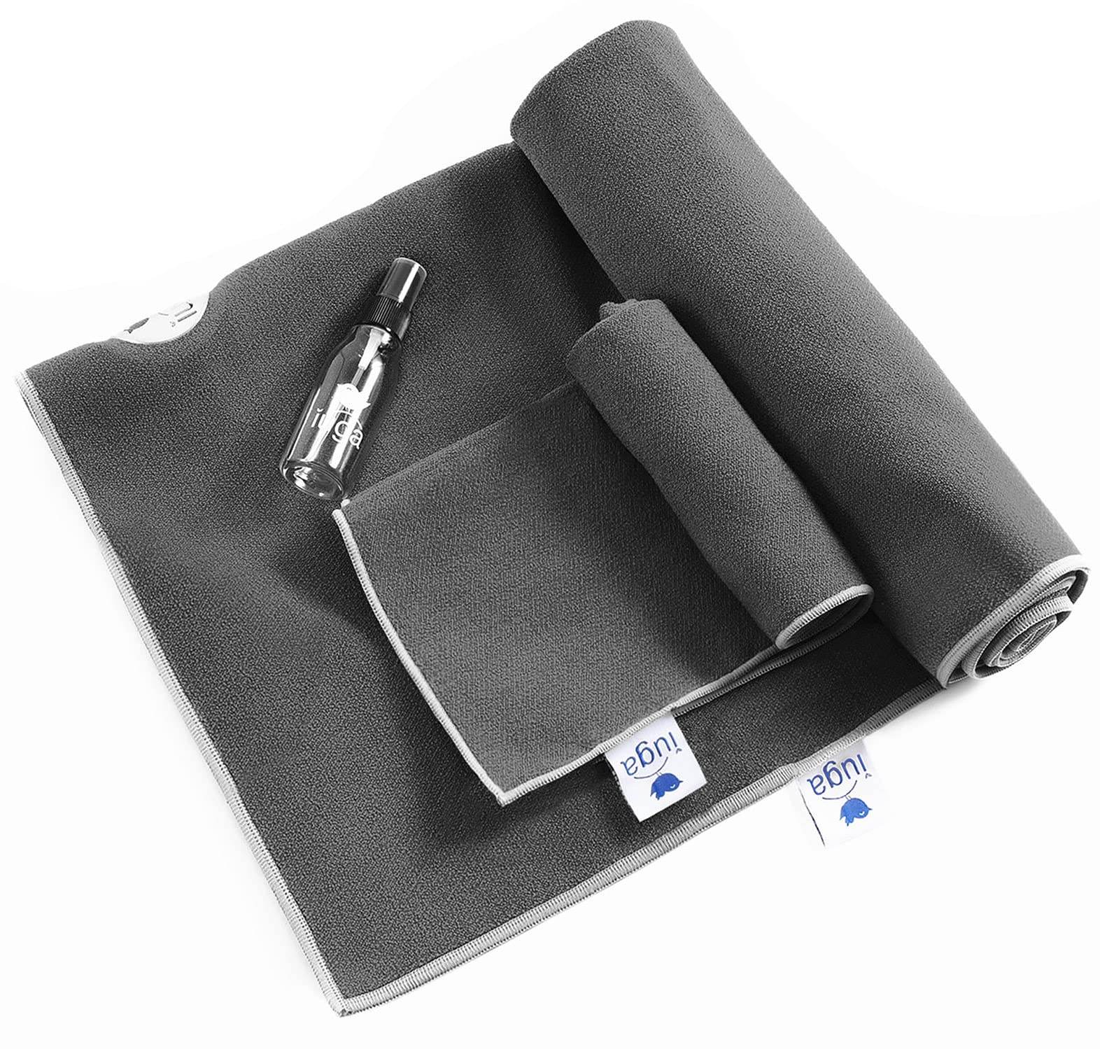 IUGA Non Slip Yoga Towel, Extra Thick Hot Yoga Towel + Hand Towel 2in1 Set with Corner Pockets Design, 100% Microfiber – Non Slip, Super Absorbent and Quick Dry - zenfulharmony.com