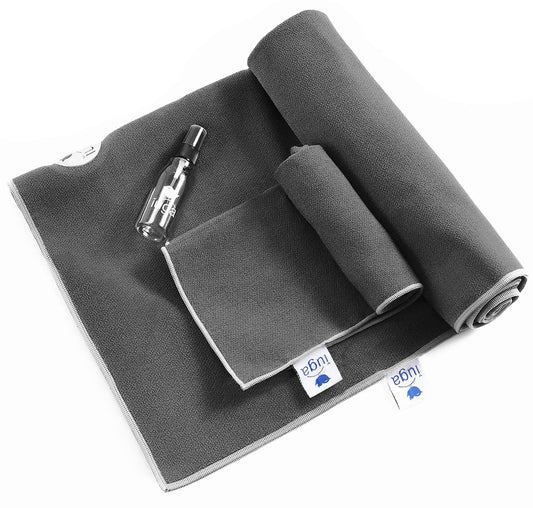 IUGA Non Slip Yoga Towel, Extra Thick Hot Yoga Towel + Hand Towel 2in1 Set with Corner Pockets Design, 100% Microfiber – Non Slip, Super Absorbent and Quick Dry - zenfulharmony.com