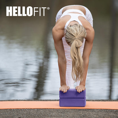 Hello Fit 3" Yoga Block, 10 Pack Bulk EVA Foam Yoga Blocks, Firm and Supportive Yoga Brick for Schools and Studios, Balance Foam for Stretching, Pilates, and Workout, 3" x 6" x 9", Purple - zenfulharmony.com