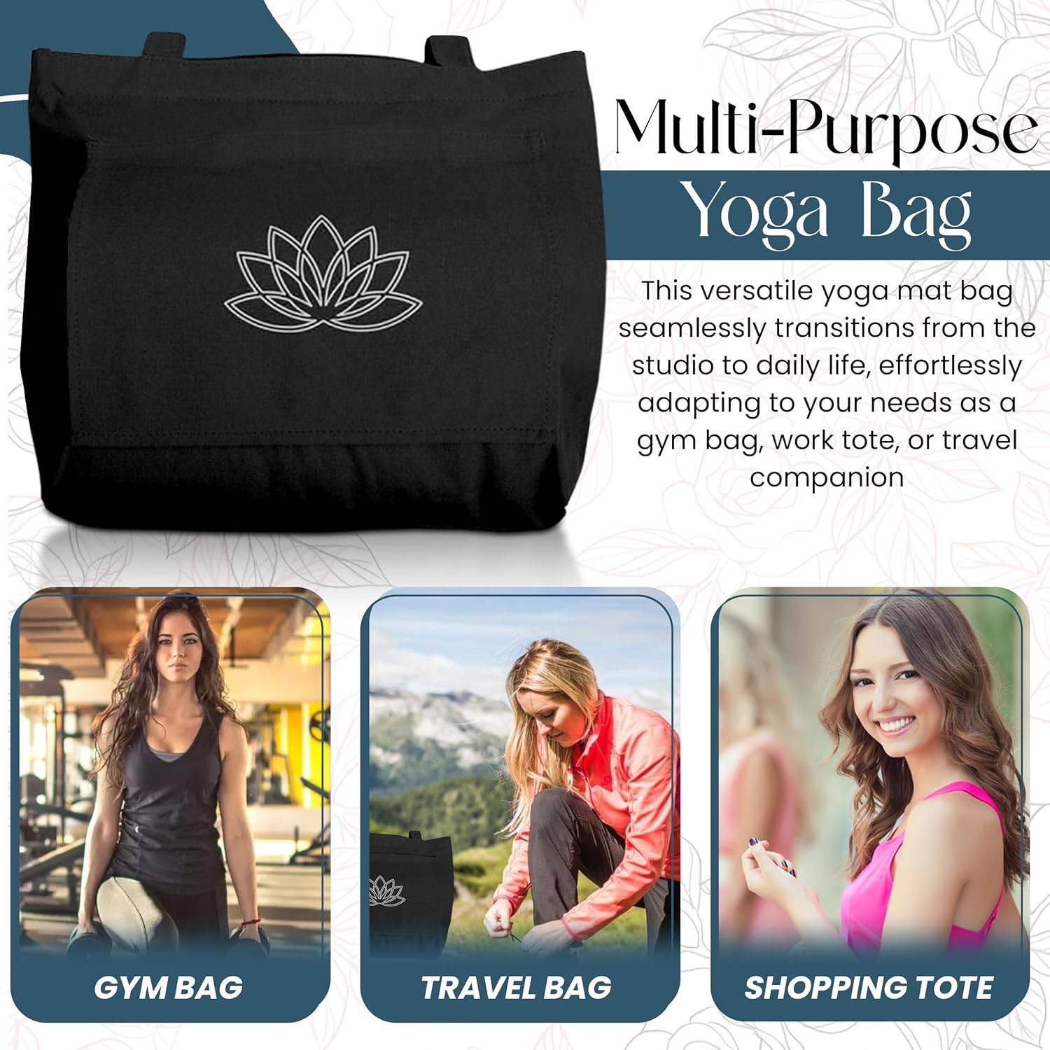 Yoga Mat Carrier - Women's Workout Bag - Gym Tote for Yoga Mat & Accessories - zenfulharmony.com