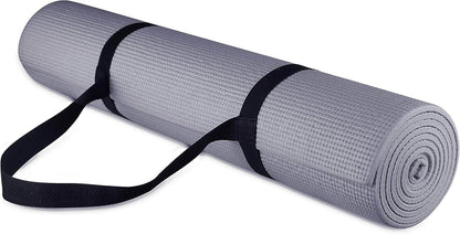 All Purpose 1/4-Inch High Density Anti-Tear Exercise Yoga Mat with Carrying Strap, Multiple Colors - zenfulharmony.com