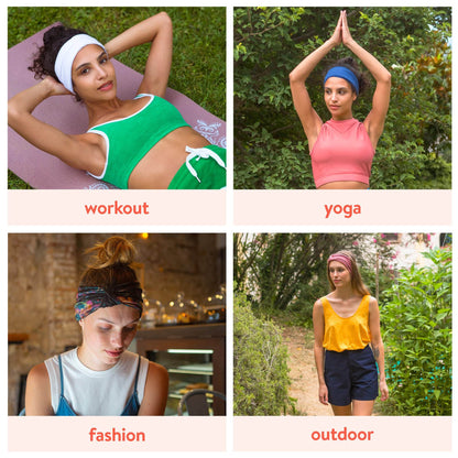 BLOM Non Slip Headbands - Wide Headbands for Women - Yoga Headbands for Women - Workout Headbands for Women - Wear for Fashion, Travel, or Running Multi Style - Gym Wrap - zenfulharmony.com