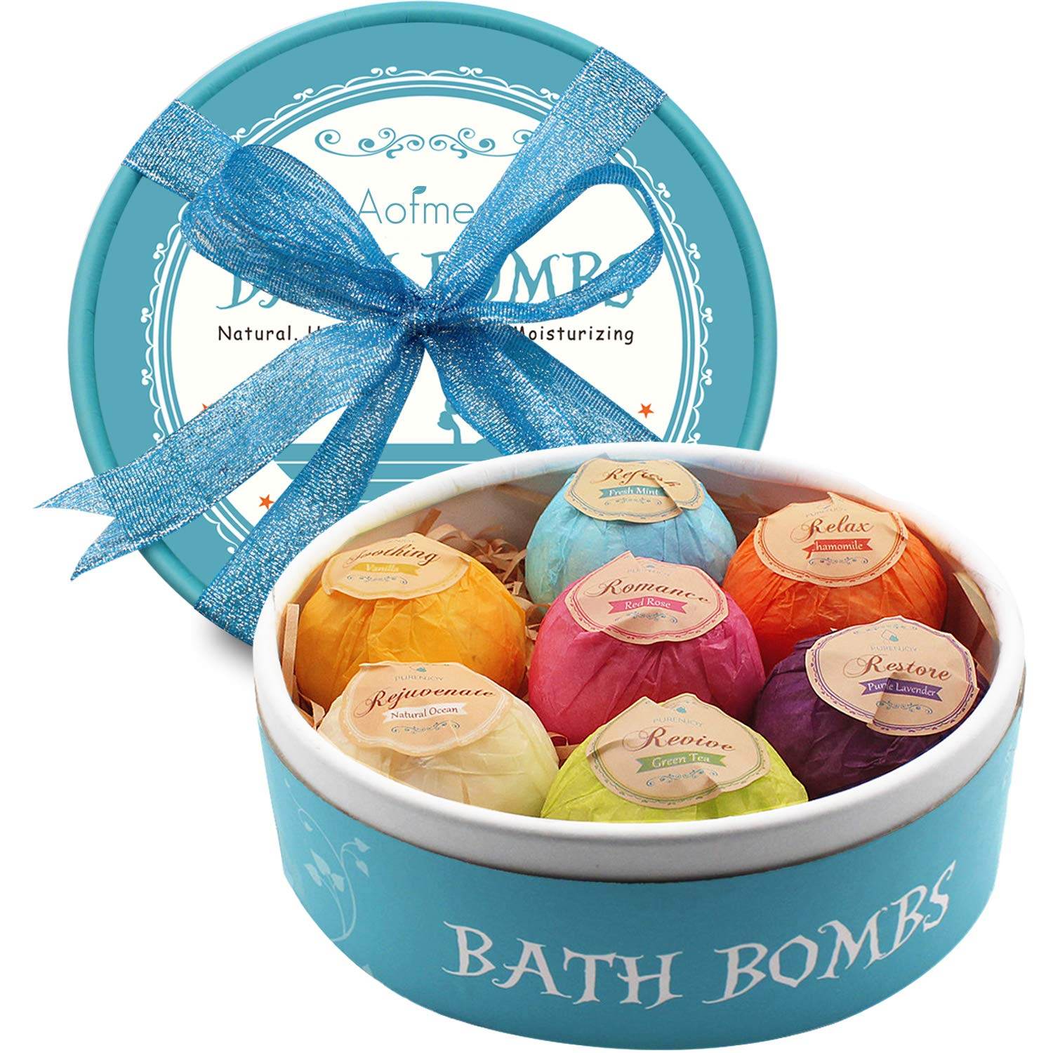 Aofmee Bath Bombs, 7 Bath Bombs for Women, Handmade Bathbombs for Kids Girls, Mothers Day Gifts for Mom, Spa Relaxation Gifts for Her, Birthday Valentines Christmas Gifts for Women Who Have Everything - zenfulharmony.com