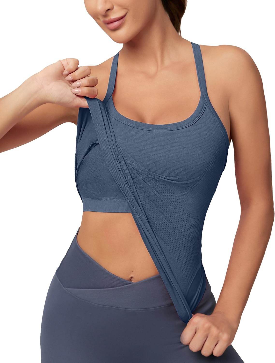 MathCat Workout Tank Tops for Women with Built in Bra, Sleeveless Gym Tops Seamless Racerback Athletic Yoga Shirts - zenfulharmony.com