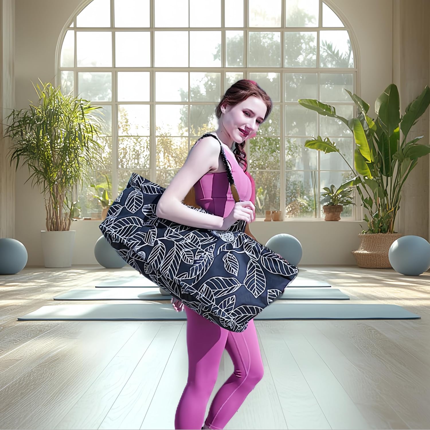 Large Yoga Mat Bag for Women Men, Travel Yoga Gym Bag for Pilates Office Beach Workout, Yoga Mat Tote Carrier with Mat Strap for 1/4" 1/2" Thick Exercise Yoga Mat - zenfulharmony.com