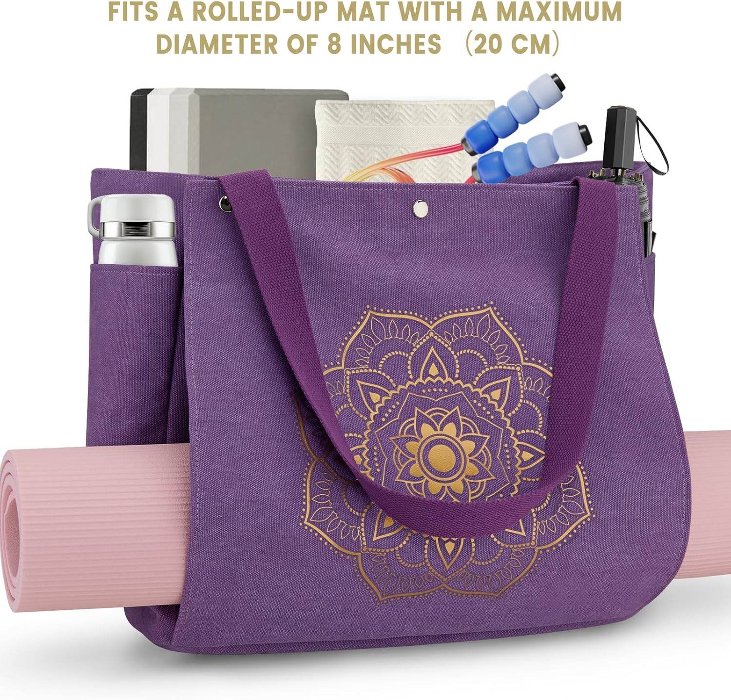 Gonex Yoga Mat Bag, Yoga Gym Bag Tote Bag with Multi Pockets For Women Men, Canvas Yoga Mat Carrier Take in Out Mat Easily For Pilates Travel Workout Office - zenfulharmony.com