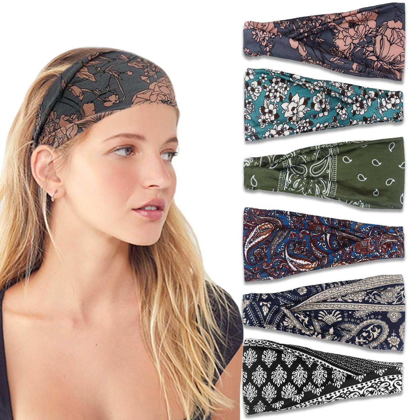 IVARYSS Headbands for Women, Non-Slip, Premium Stretchy Head Bands Hair Accessories,Wear for Yoga, Fashion, Working Out, Travel or Running, 6 Pack, Neutral - zenfulharmony.com