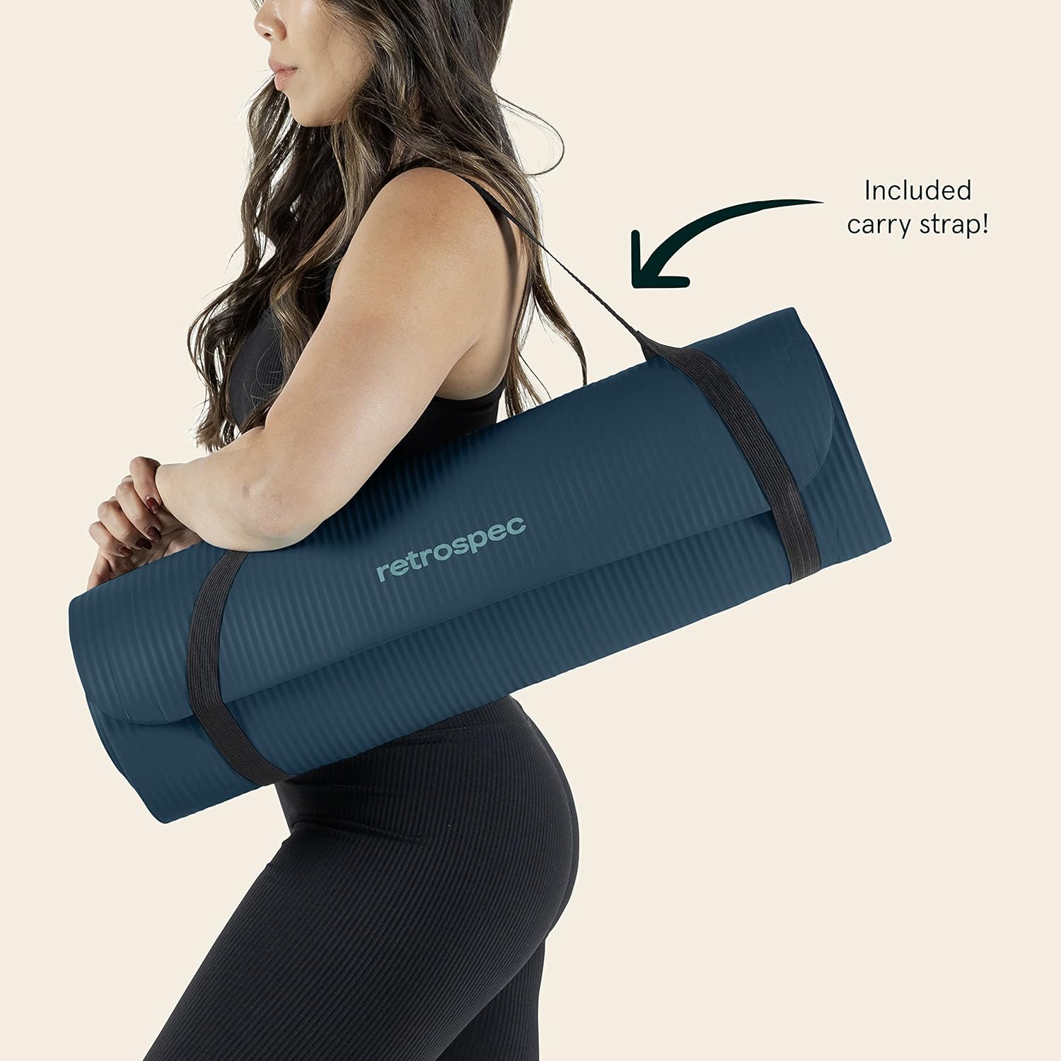 Retrospec Solana Yoga Mat 1" Thick With Nylon Carry Strap for Men & Women - Non Slip Exercise Mat for Home Yoga, Pilates, Stretching, Floor & Fitness Workouts - zenfulharmony.com
