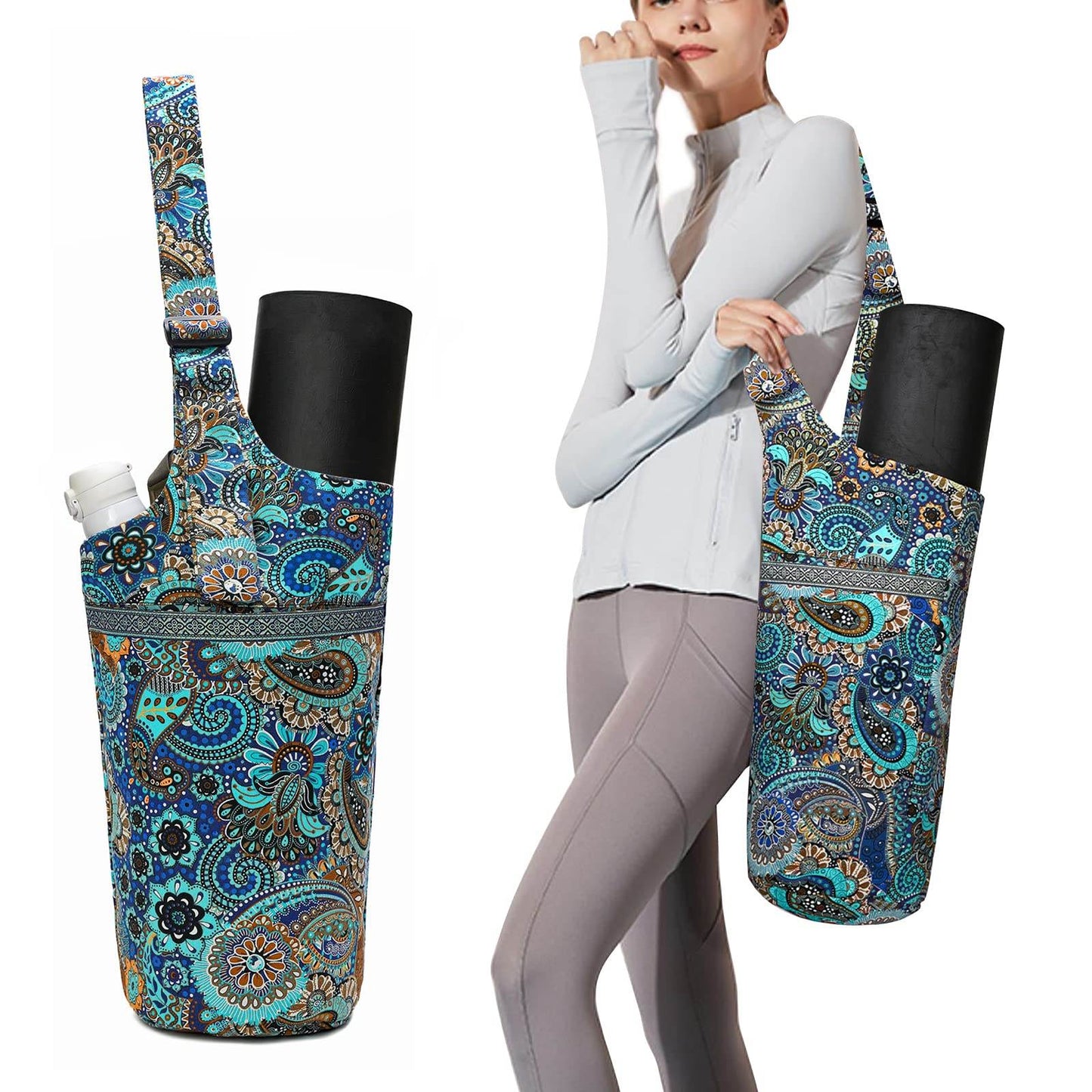 IwIeIaIrI Yoga Mat Bag with Large Size Pocket and Zipper Pocket，Yoga Bag Adjustable Shoulder Strap- Holds More Yoga Accessories - zenfulharmony.com