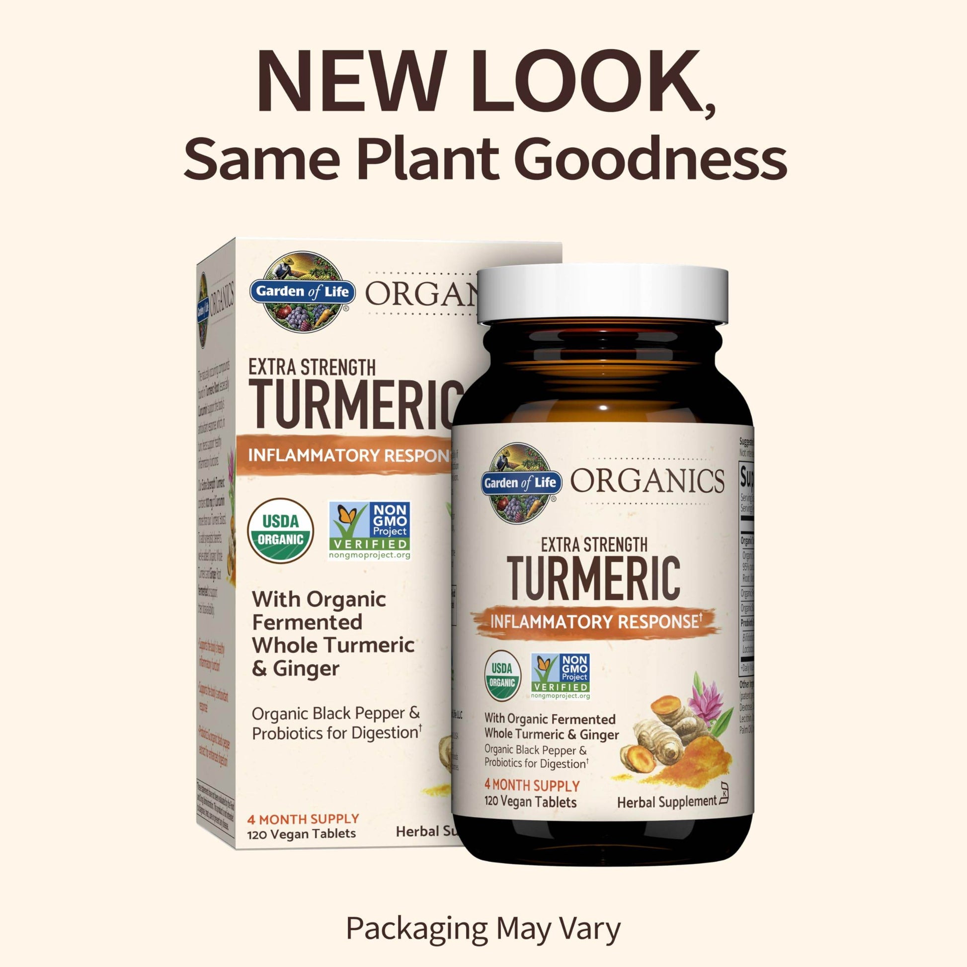 Garden of Life Organics Extra Strength Turmeric Inflammatory Response 120 Tablets-100Mg Curcumin (95% Curcuminoids) Black Pepper, Probiotics, Organic Non-GMO Vegan Gluten Free Herbal Supplement - zenfulharmony.com