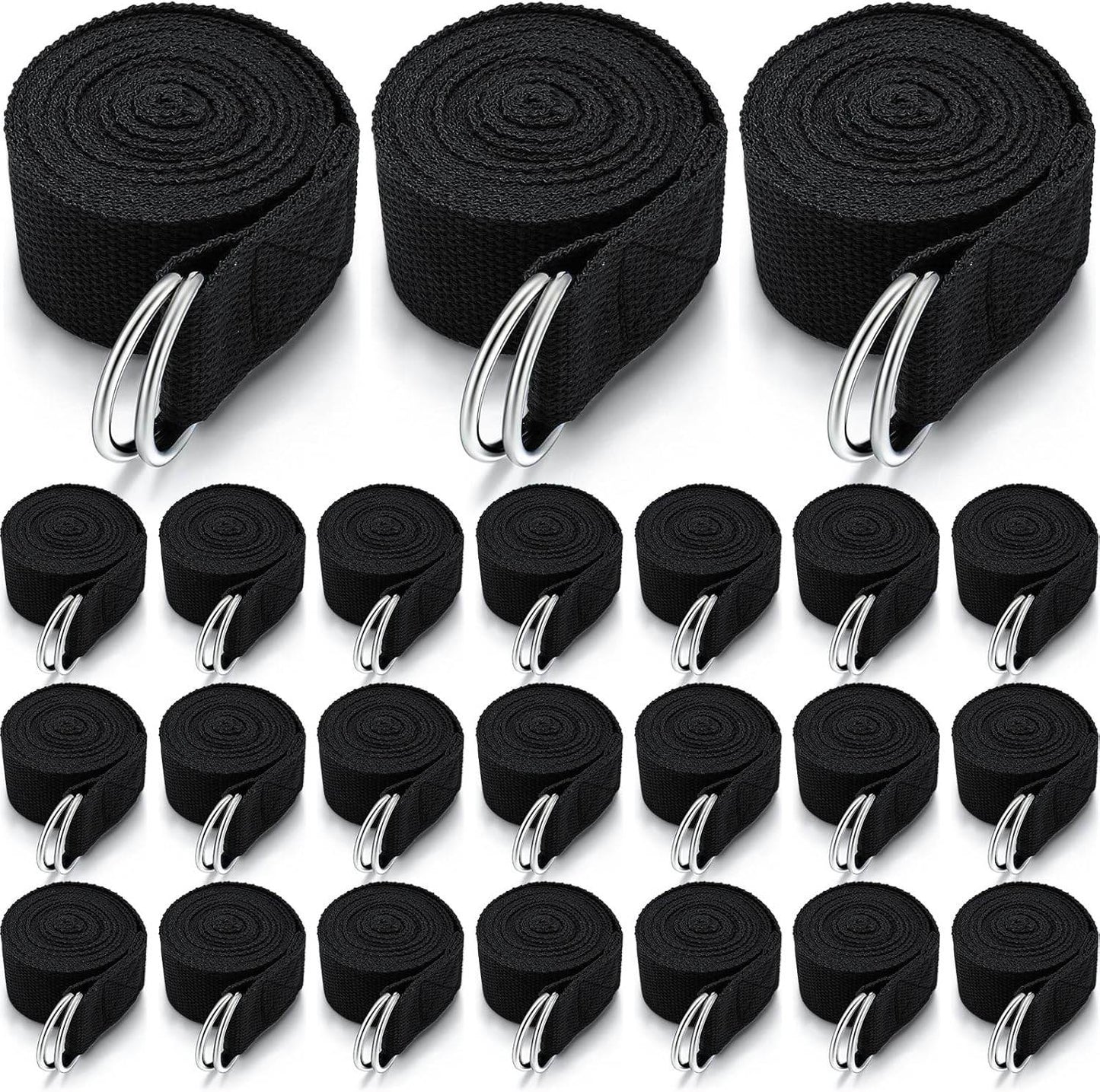 Leyndo 24 Pieces Yoga Strap Stretching Pilates Exercise Adjustable Straps 6 ft Non Elastic Yoga Belt with Adjustable D Ring Buckle for Pilates Gym Workouts Fitness - zenfulharmony.com