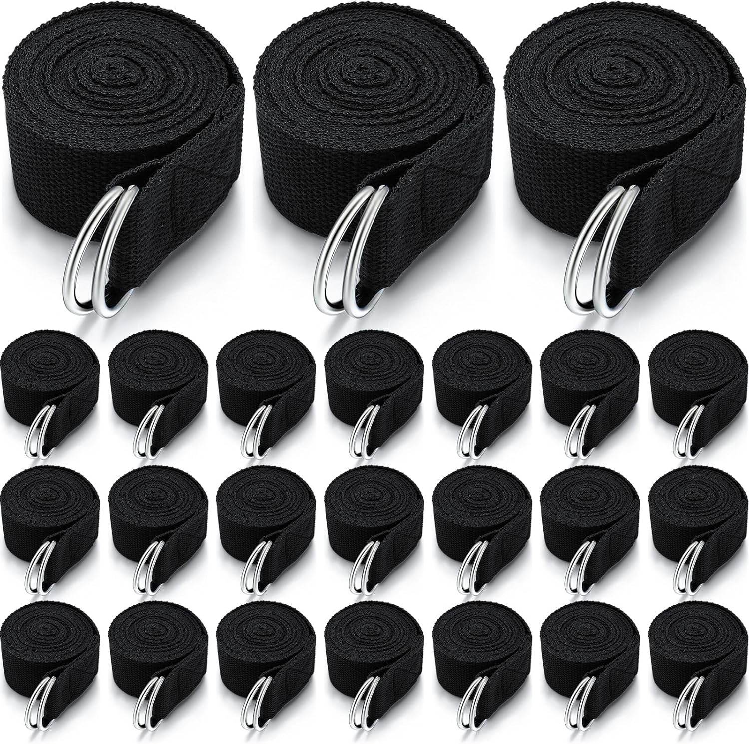 Leyndo 24 Pieces Yoga Strap Stretching Pilates Exercise Adjustable Straps 6 ft Non Elastic Yoga Belt with Adjustable D Ring Buckle for Pilates Gym Workouts Fitness - zenfulharmony.com