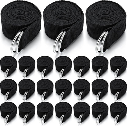 Leyndo 24 Pieces Yoga Strap Stretching Pilates Exercise Adjustable Straps 6 ft Non Elastic Yoga Belt with Adjustable D Ring Buckle for Pilates Gym Workouts Fitness - zenfulharmony.com
