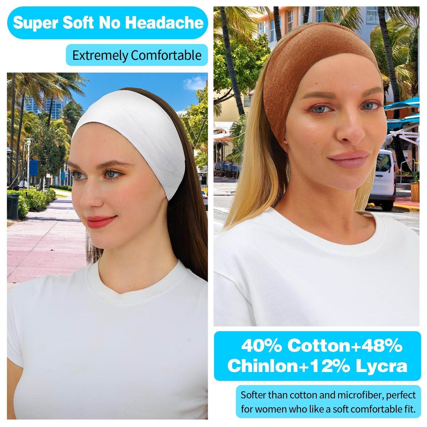 RITOPER Headbands for Women Non Slip, Wide Workout Headbands Cotton Black White Head Bands Hair Bands for Women's Hair, Thick Headbands Head Wraps for Fashion, Yoga, Running, Spa Day, Party, Travel - zenfulharmony.com