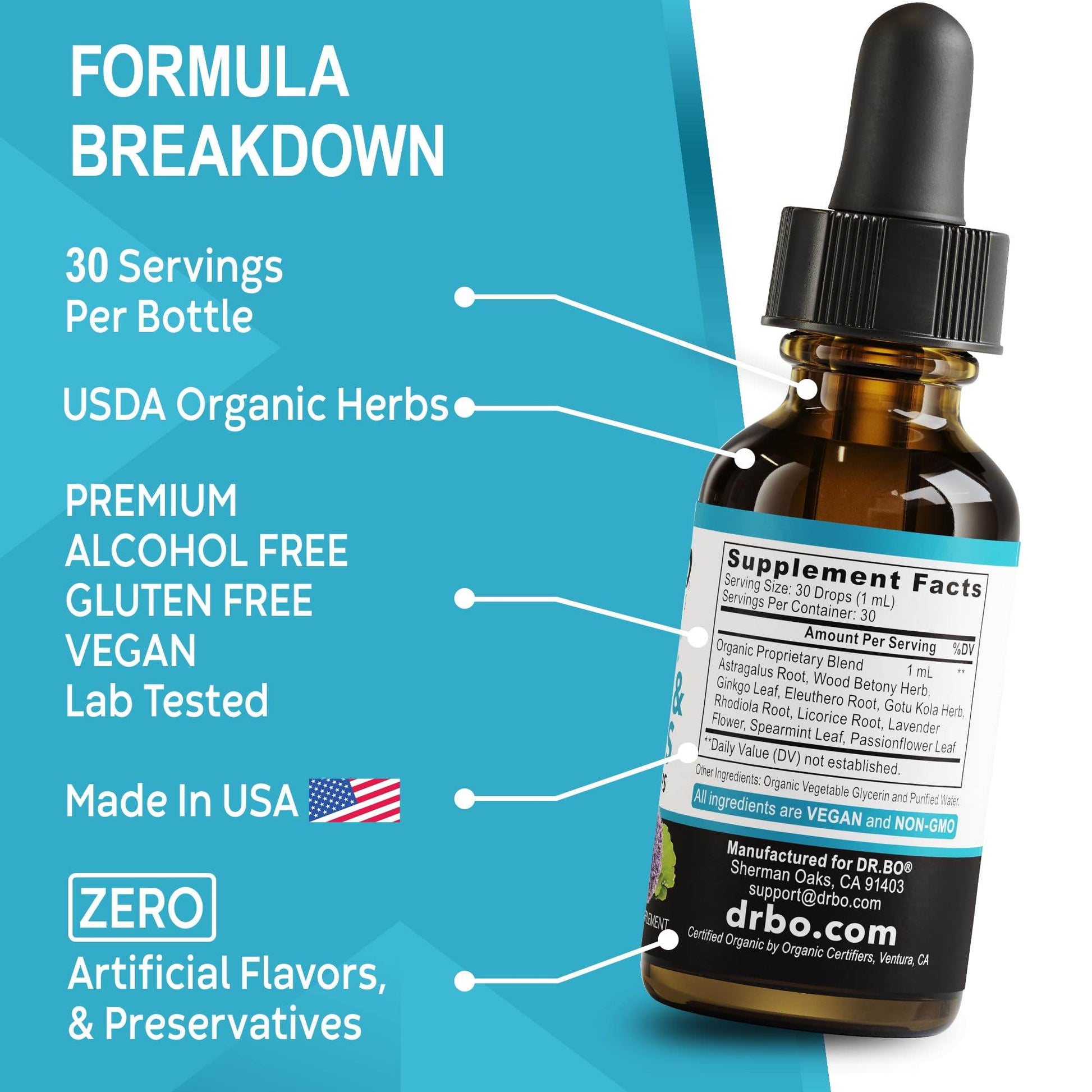 Adrenal Support Supplements Liquid Drops - Organic Adrenal and Focus Supplement, Cortisol Manager Adaptogen Adults, Ginkgo Biloba for Kids Calm - Natural Brain and Memory Fatigue Stress Attention 1oz - zenfulharmony.com