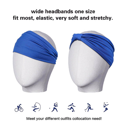 GILI 6 Pack Wide Headbands for Women Non Slip Soft Elastic Hair Bands Yoga Running Sports Workout Gym Head Wraps, Knotted Cotton Cloth African Turbans Bandana (with 6 Pcs Hair Ties) - zenfulharmony.com