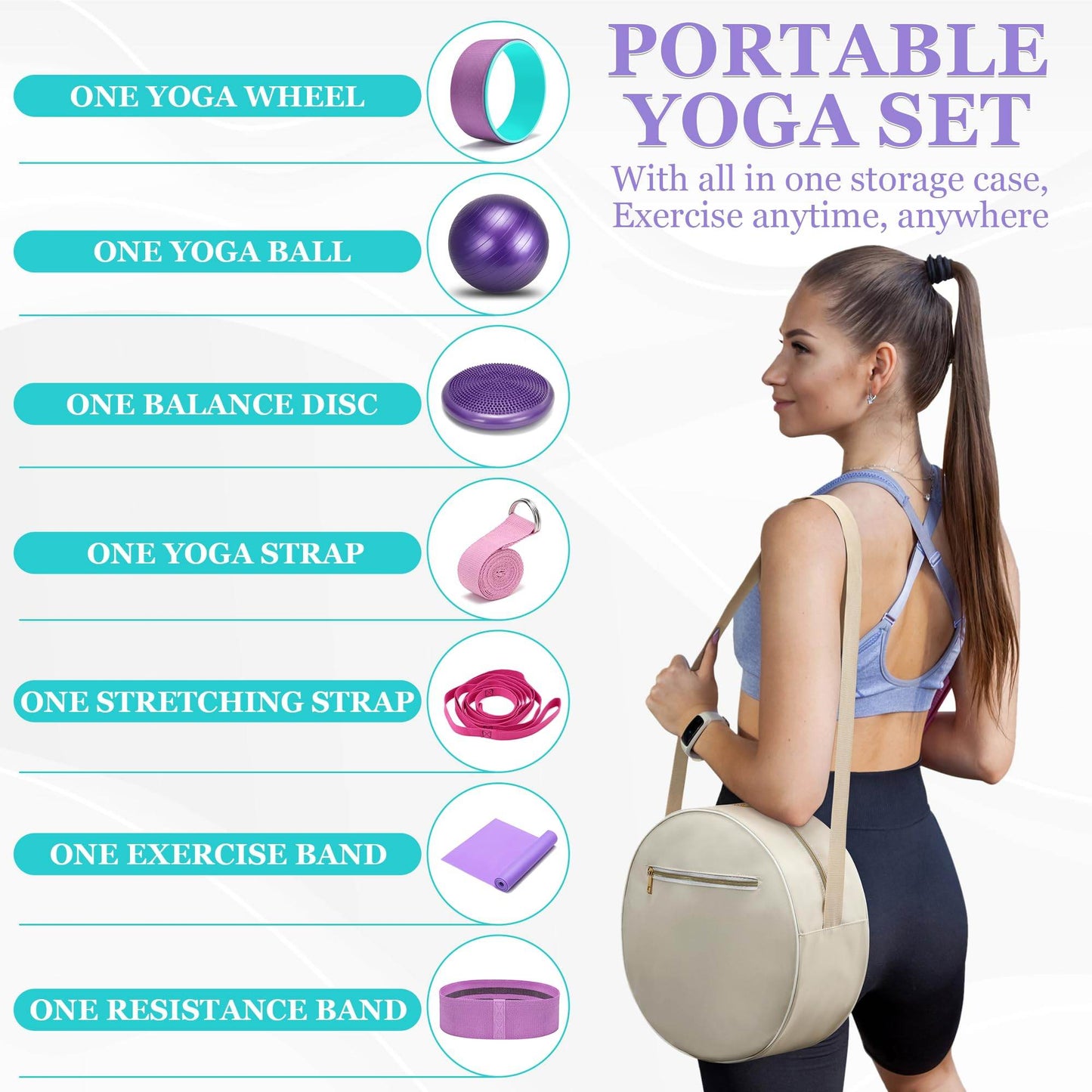 HNCTINNO Yoga Wheel Set, Yoga Wheel For Back Pain & Stretching, Yoga Blocks 2 Pack With Strap, Deep Tissue Relief Massage Back Foam Roller Wheel Cracker, Exercise Balls Physical Therapy, Yoga Ball - zenfulharmony.com