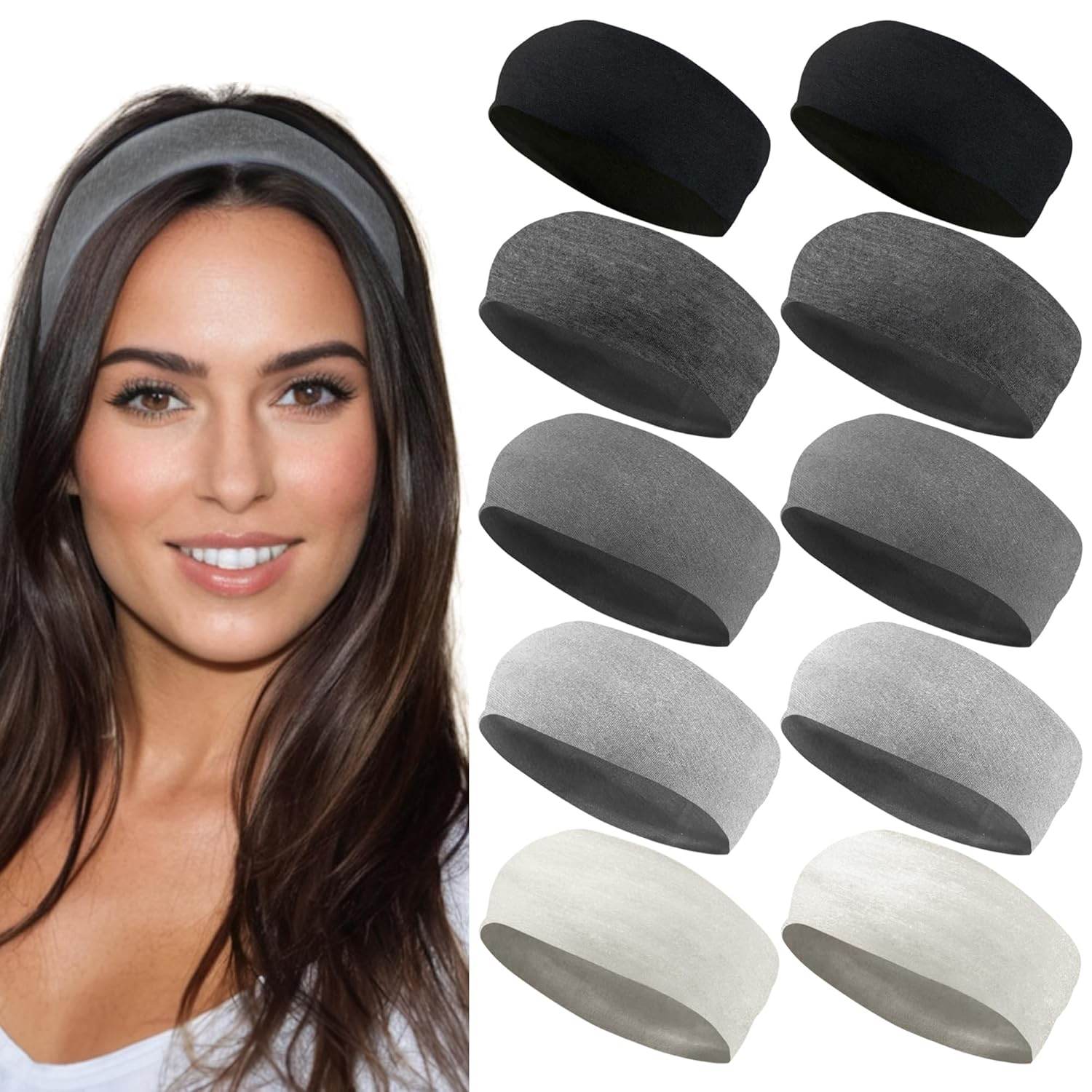 Styla Hair Headbands for Women Stretch Fashion Headbands 10 Pack Non-Slip Head Wraps Great for Spa, Sports, Yoga, Pilates, Running, Gym Headband, Workouts (Variety) - zenfulharmony.com