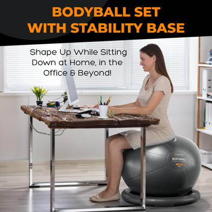 Yoga Ball Chair Exercise Ball Chair for Office with Base, Yoga Ball for Pregnancy Ball Stability Ball & Birth Ball for Labor, Swiss Ball Gym Ball for Exercising, Workout Ball Fitness Ball for Desk - zenfulharmony.com