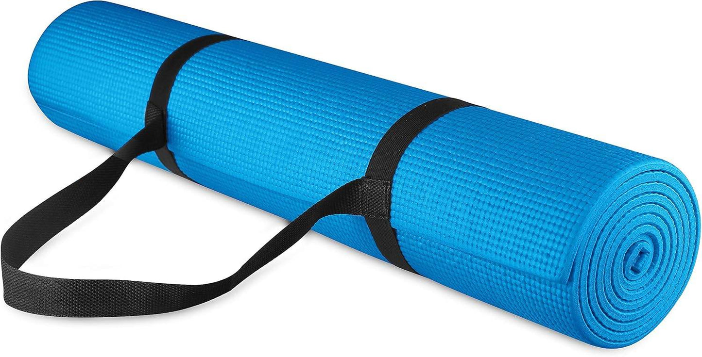 All Purpose 1/4-Inch High Density Anti-Tear Exercise Yoga Mat with Carrying Strap, Multiple Colors - zenfulharmony.com
