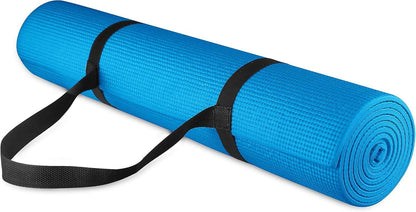 All Purpose 1/4-Inch High Density Anti-Tear Exercise Yoga Mat with Carrying Strap, Multiple Colors - zenfulharmony.com