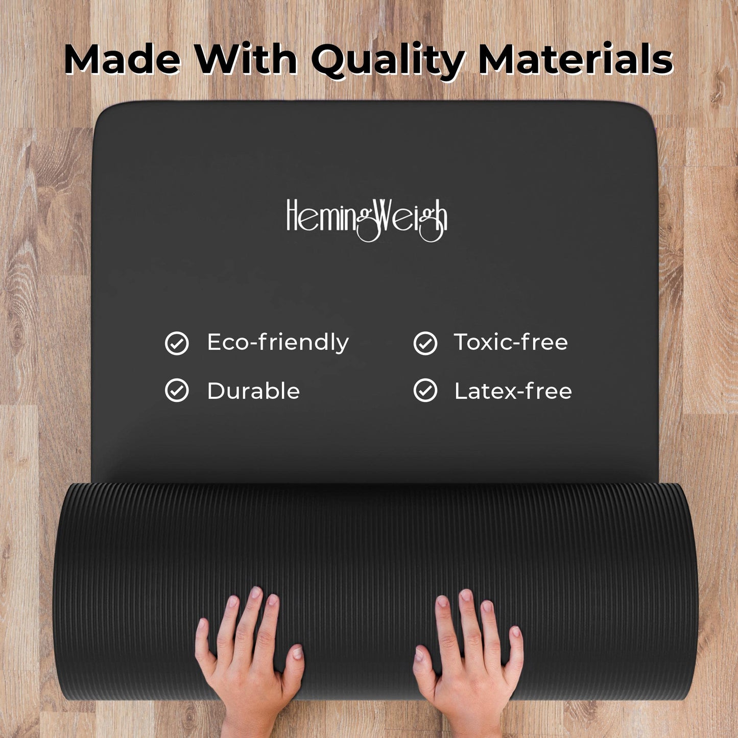 HemingWeigh 1 Inch Extra Thick Non Slip Yoga Mat - Exercise Mats for Home Workouts, Black (70"L x 23"W) - zenfulharmony.com