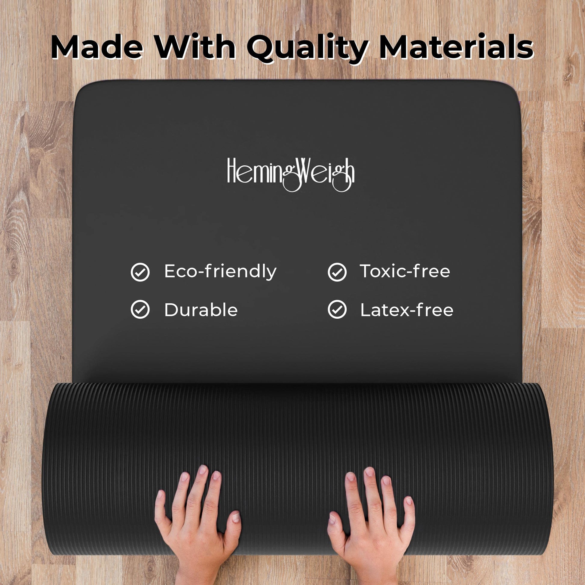 HemingWeigh 1 Inch Extra Thick Non Slip Yoga Mat - Exercise Mats for Home Workouts, Black (70"L x 23"W) - zenfulharmony.com