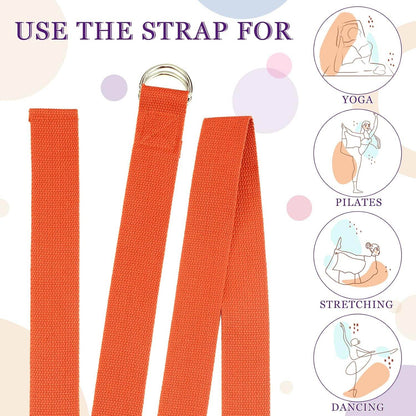 Leyndo 24 Pieces Yoga Strap Stretching Pilates Exercise Adjustable Straps 6 ft Non Elastic Yoga Belt with Adjustable D Ring Buckle for Pilates Gym Workouts Fitness - zenfulharmony.com
