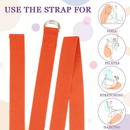 Leyndo 24 Pieces Yoga Strap for Stretching Yoga Exercise Adjustable Straps for Yoga Classes 6 Ft Non Elastic Yoga Belt with Adjustable D Ring Buckle for Pilates Gym Workouts Yoga Fitness (Bright) - zenfulharmony.com