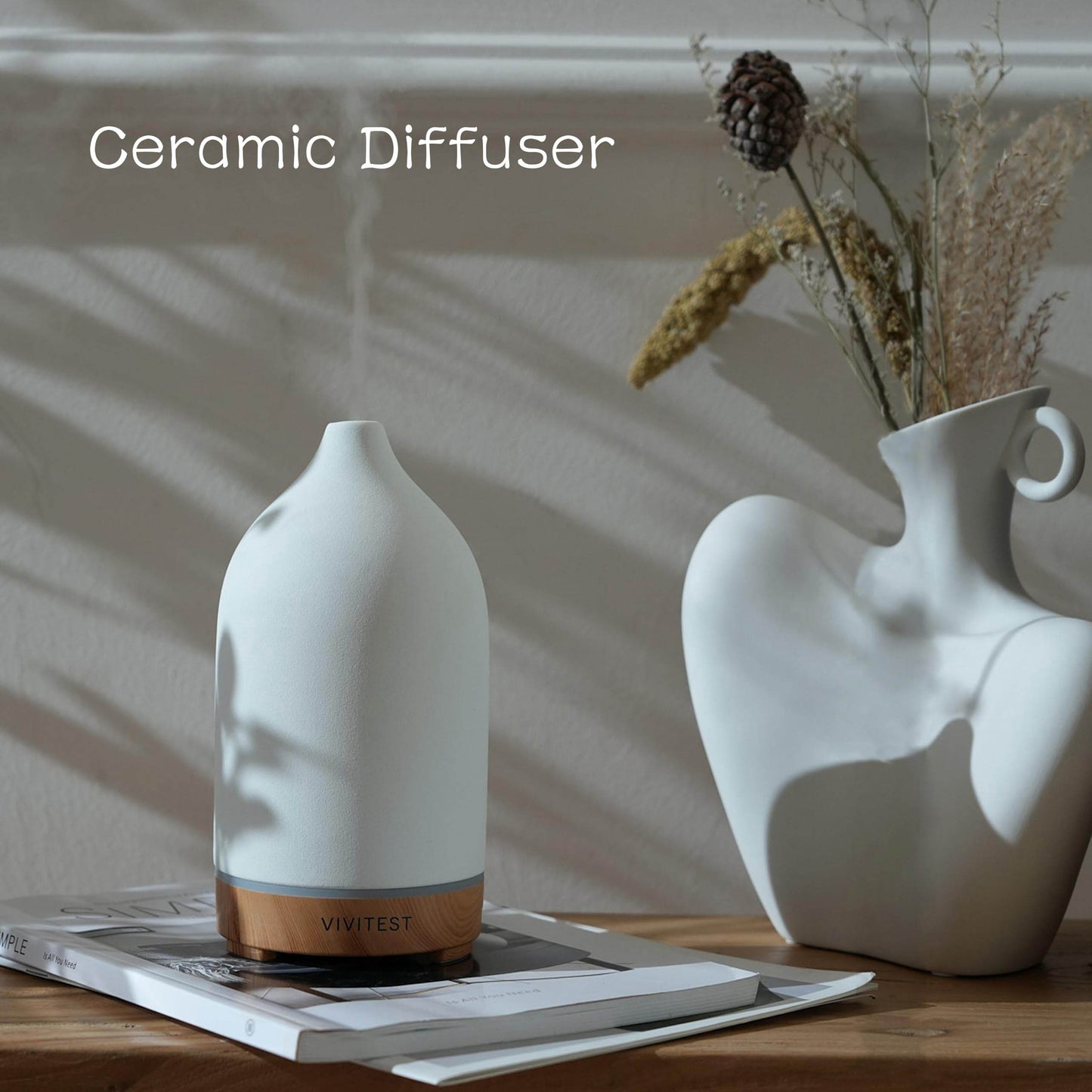 VIVITEST Ceramic Diffusers,Stone Essential Oil Diffuser, Ultrasonic Aromatherapy Diffusers for Home - zenfulharmony.com