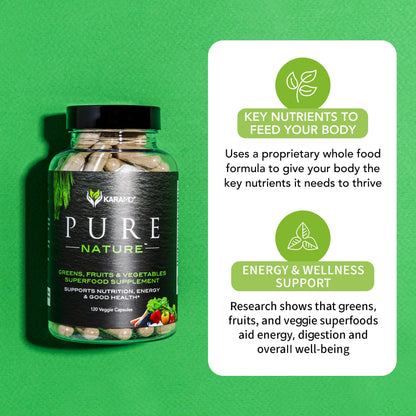 KaraMD Pure Nature | Greens, Fruits & Vegetables Whole Food Supplement | Vitamins, Fiber & Antioxidants | Support Energy & Digestion | Non-GMO, Gluten Free & Vegan Friendly (30 Servings) - zenfulharmony.com