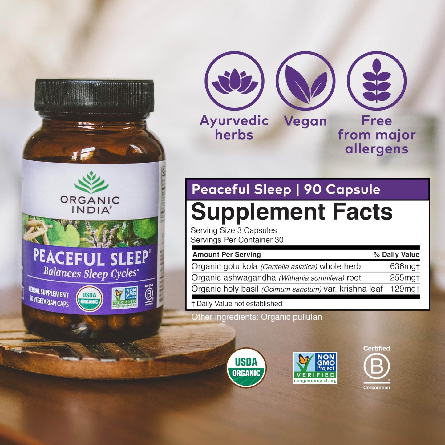 ORGANIC INDIA Herbal Supplement for Adults, USDA Certified Organic, Non-GMO - 90 Capsules - zenfulharmony.com