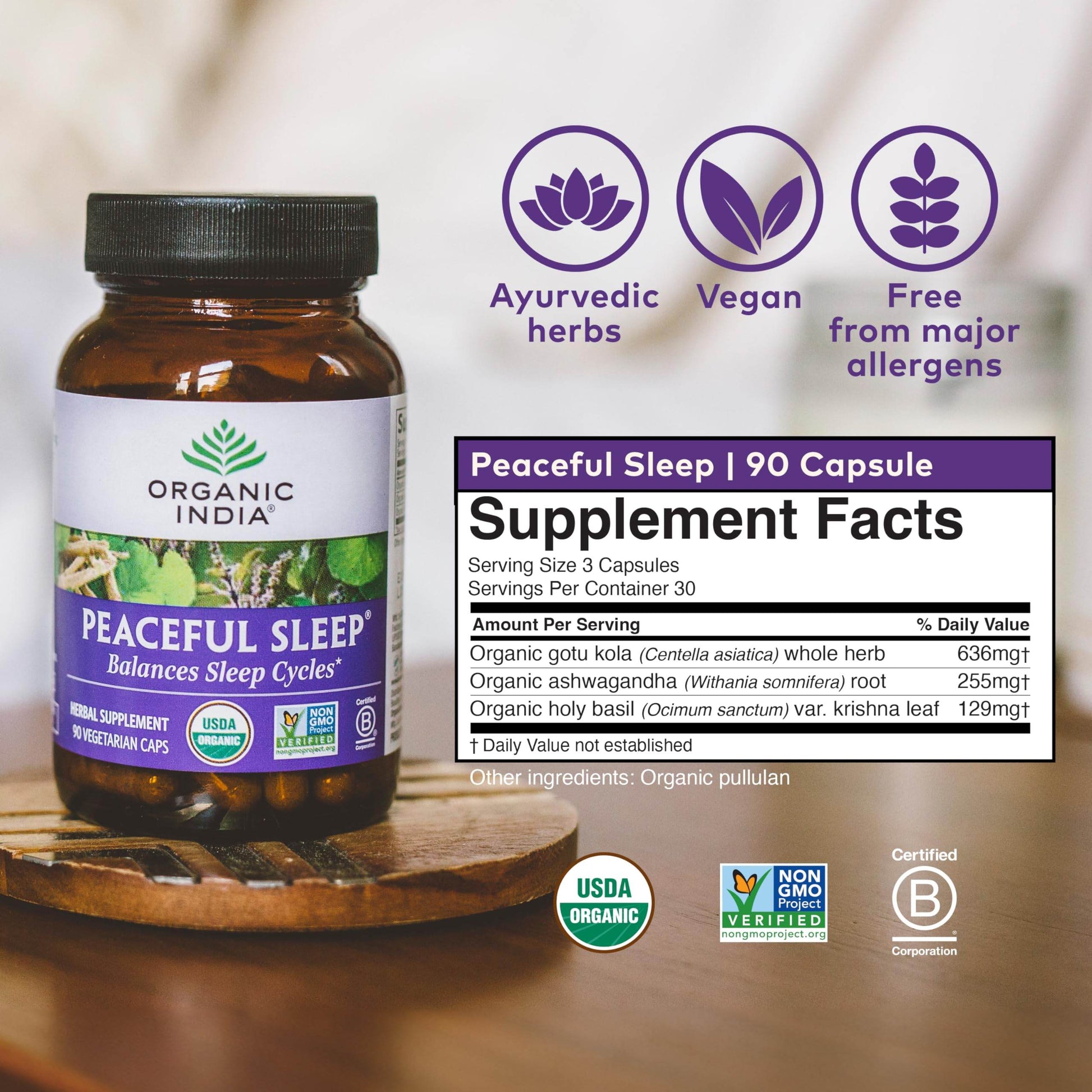 ORGANIC INDIA Herbal Supplement for Adults, USDA Certified Organic, Non-GMO - 90 Capsules - zenfulharmony.com