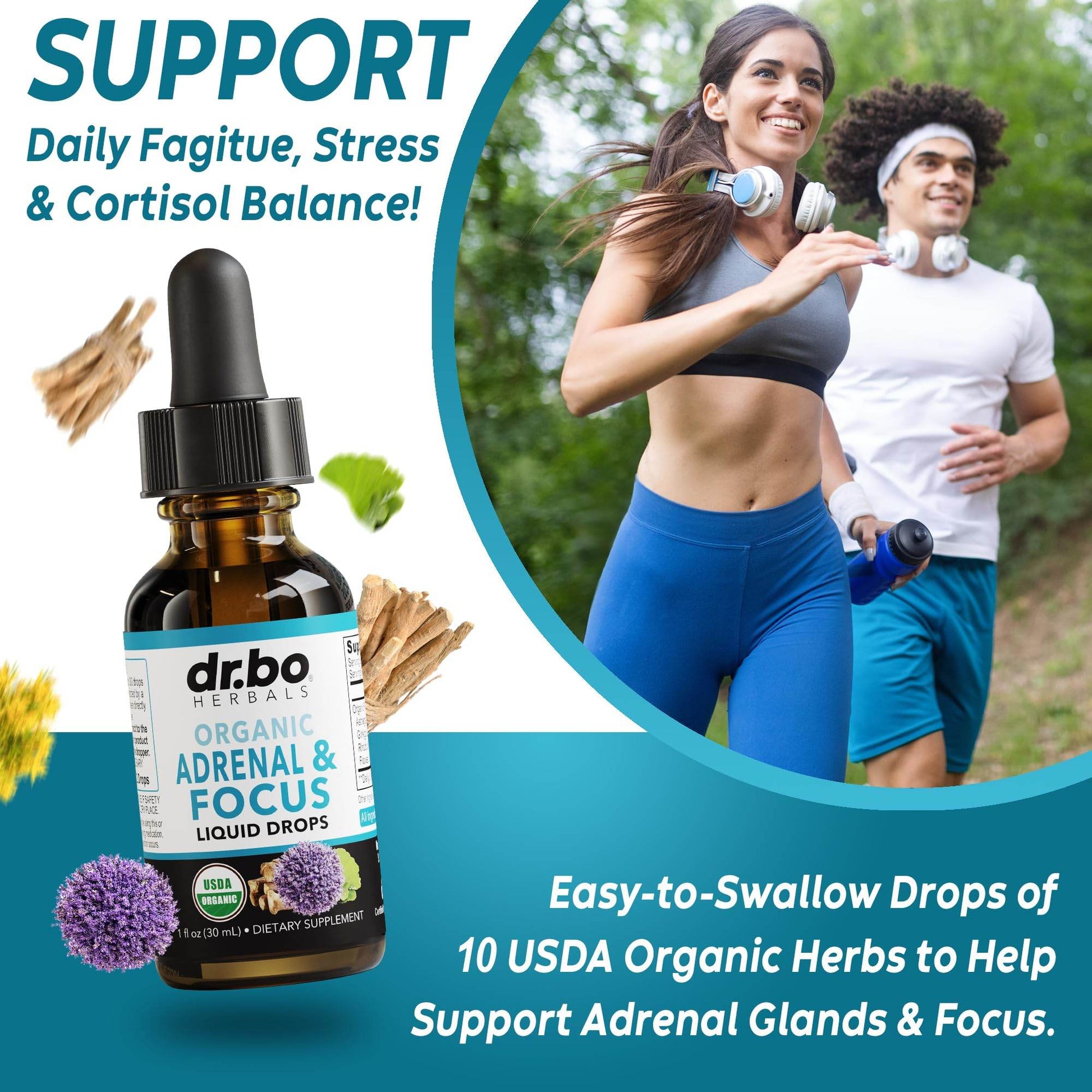 Adrenal Support Supplements Liquid Drops - Organic Adrenal and Focus Supplement, Cortisol Manager Adaptogen Adults, Ginkgo Biloba for Kids Calm - Natural Brain and Memory Fatigue Stress Attention 1oz - zenfulharmony.com