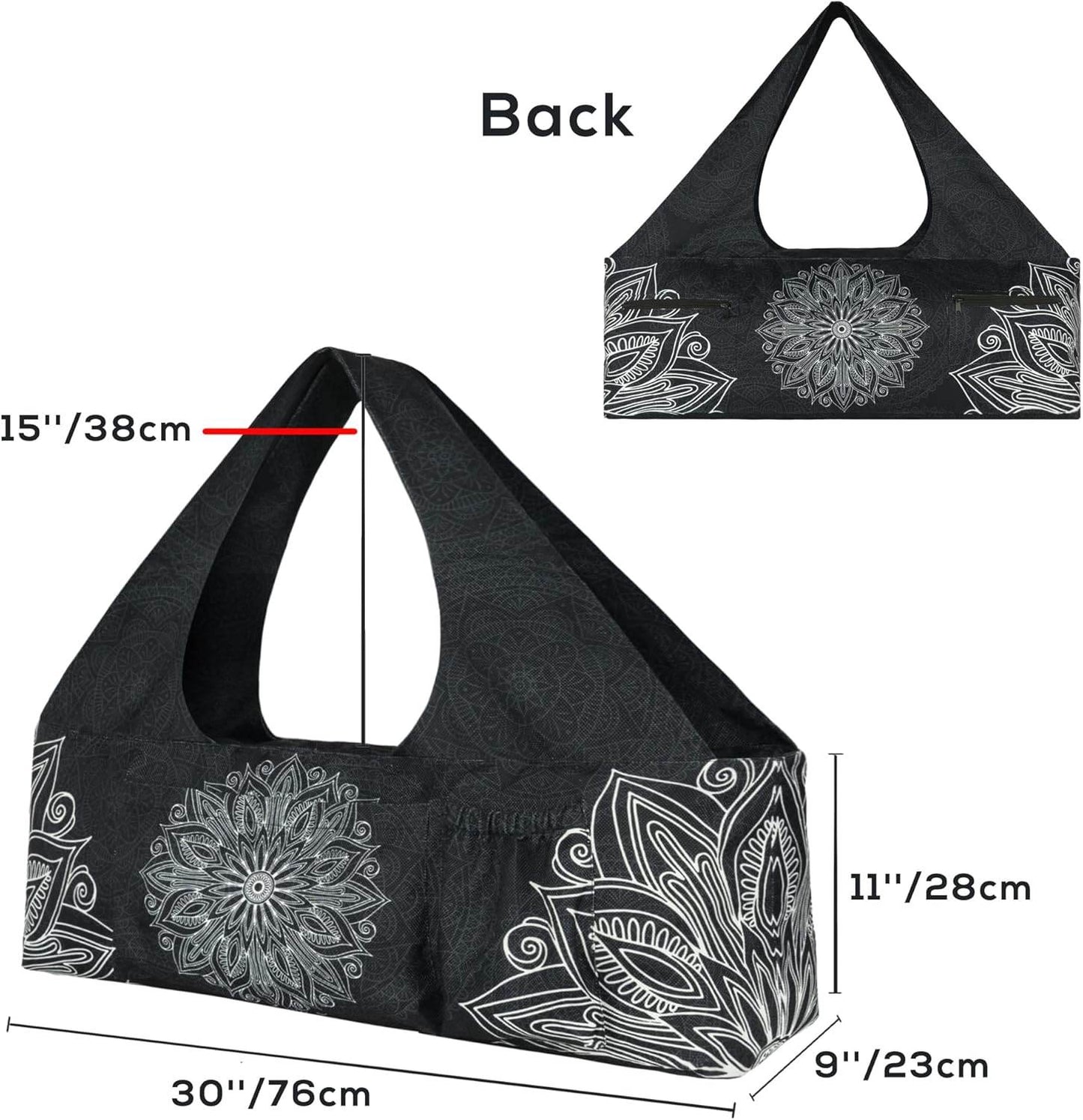 Yoga Mat Bag - Large Yoga Bag with Yoga Mat Strap, Zipper and Pockets - Yoga Bags and Carriers Fits All Your Stuff - Personalized Yoga Mat Bags for Women Fits Most Size Mats - zenfulharmony.com