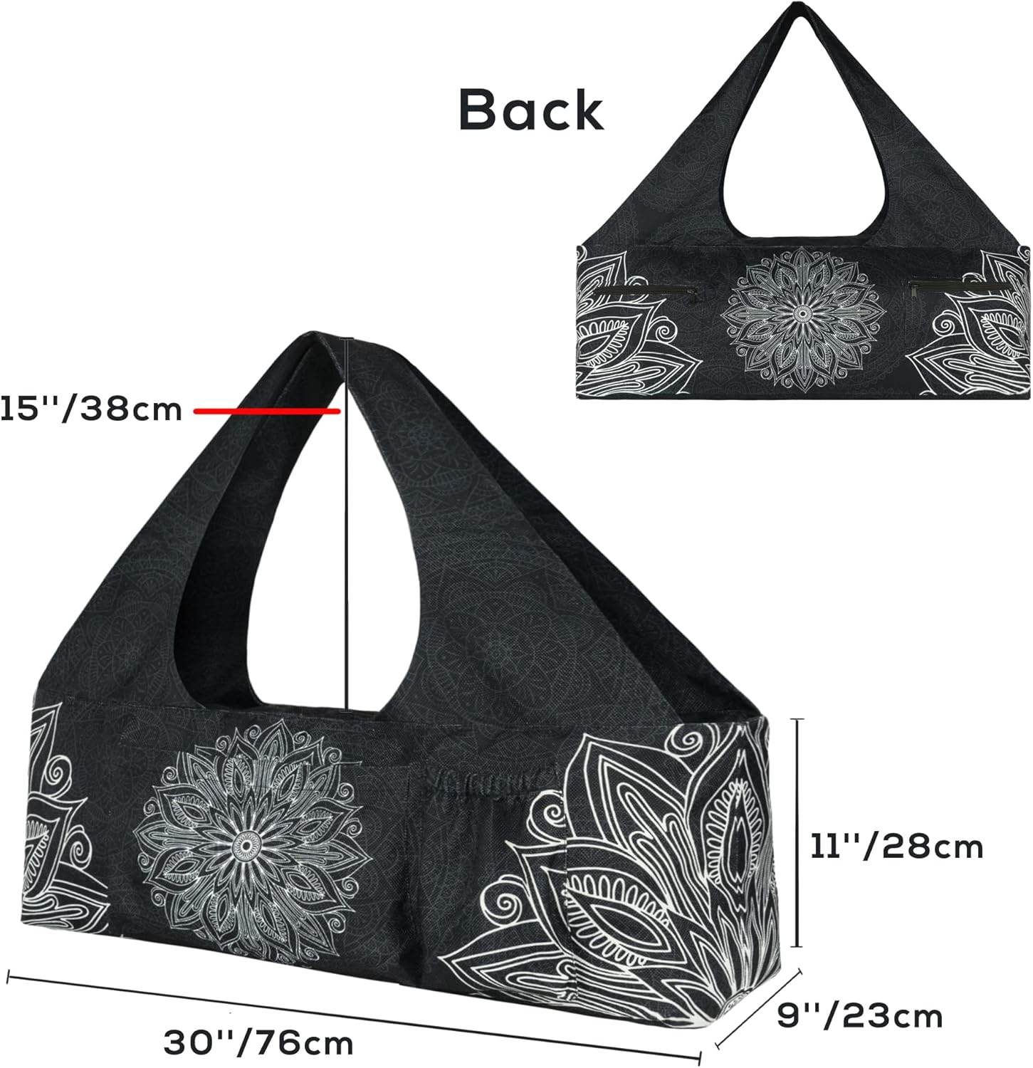 Yoga Mat Bag - Large Yoga Bag with Yoga Mat Strap, Zipper and Pockets - Yoga Bags and Carriers Fits All Your Stuff - Personalized Yoga Mat Bags for Women Fits Most Size Mats - zenfulharmony.com