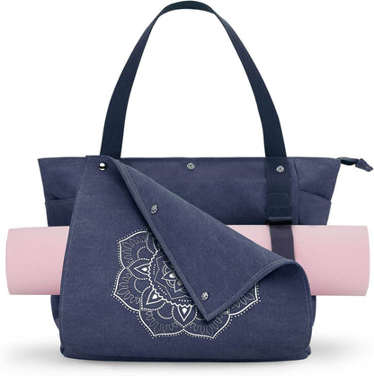 Gonex Yoga Mat Bag, Yoga Gym Bag Tote Bag with Multi Pockets For Women Men, Canvas Yoga Mat Carrier Take in Out Mat Easily For Pilates Travel Workout Office - zenfulharmony.com