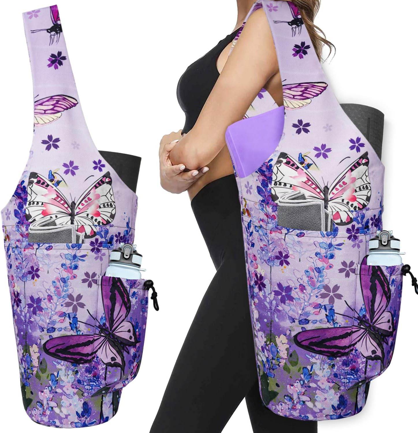 Yoga Mat Bag - Large Opening Long Tote Yoga Mat Carrier Holder Bag with Waterproof Wet Zipper Pocket and Drawstring Water Bottle Pocket - Yoga Bag Fit Most Size Mats - zenfulharmony.com