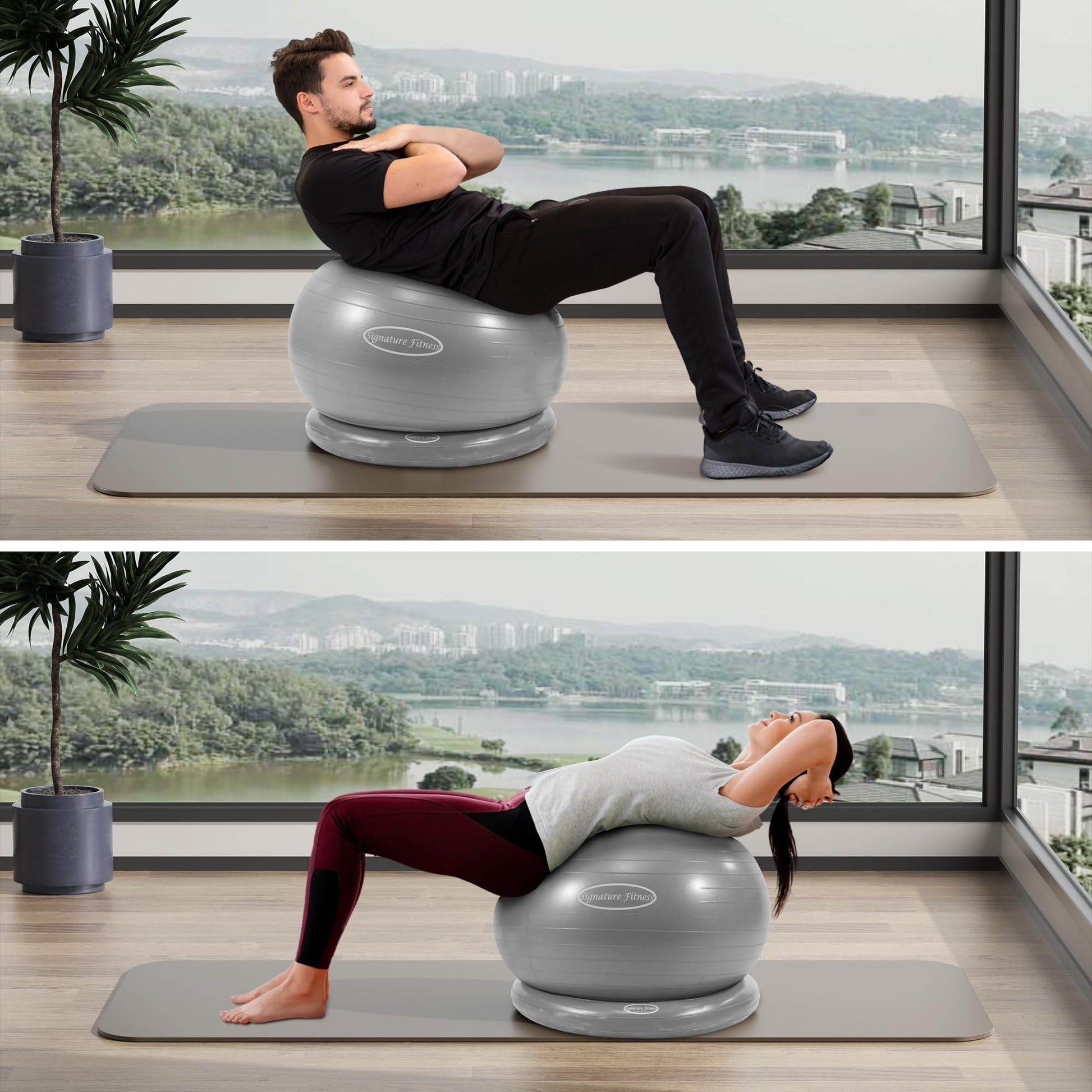 Fitvids Balance Ball with Base Kit, 65cm 26-inch Yoga Ball Chair, Exercise Ball with Inflatable Ring Base for Home or Office Desk, Includes Air Pump, Gray - zenfulharmony.com