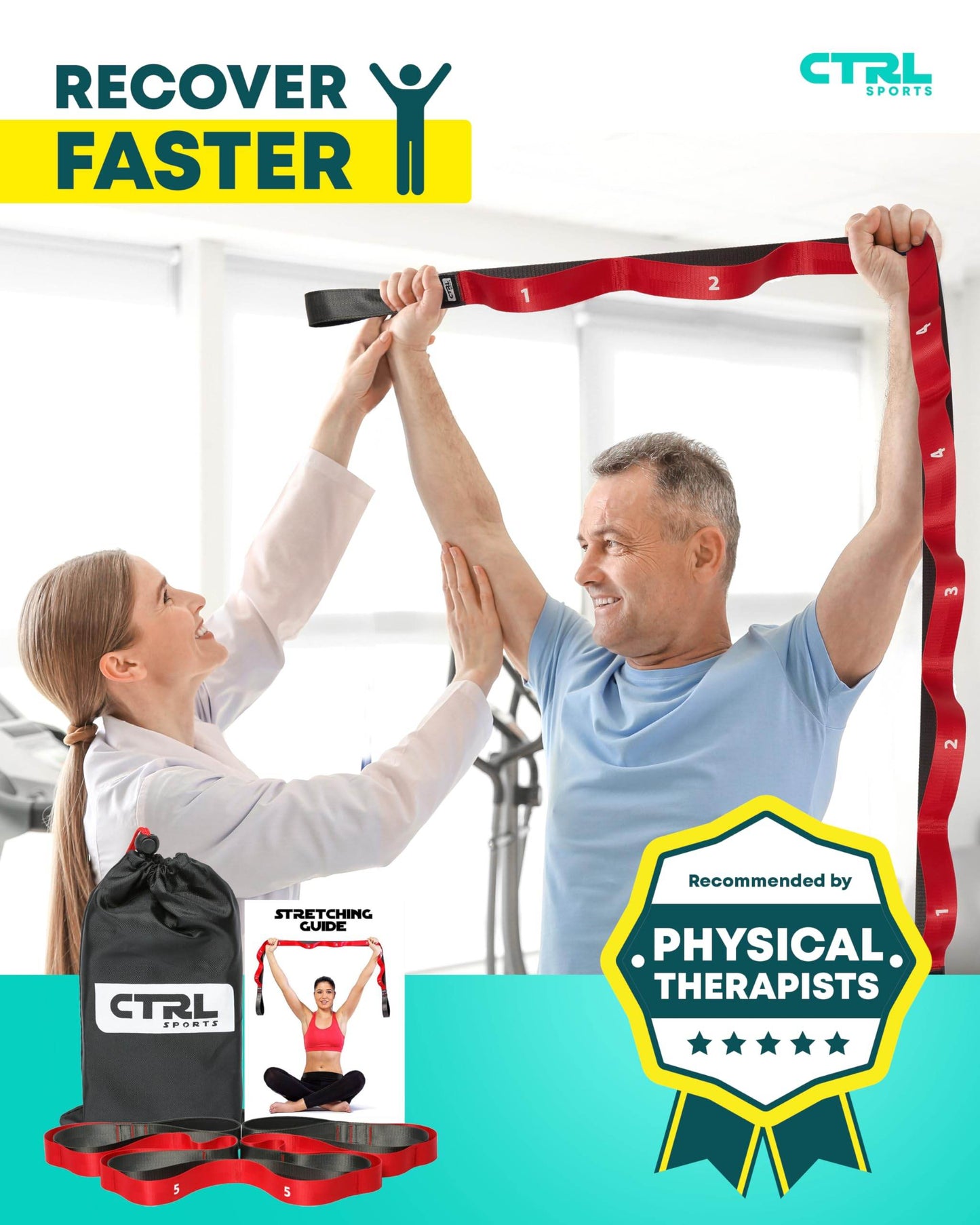 Stretching Strap with Loops - Non Elastic Stretch Band for Physical Therapy, Yoga Strap for Stretching Equipment, Stretch Bands for Exercise and Flexibility - Fascia, Hamstring and Leg Stretcher Belt - zenfulharmony.com
