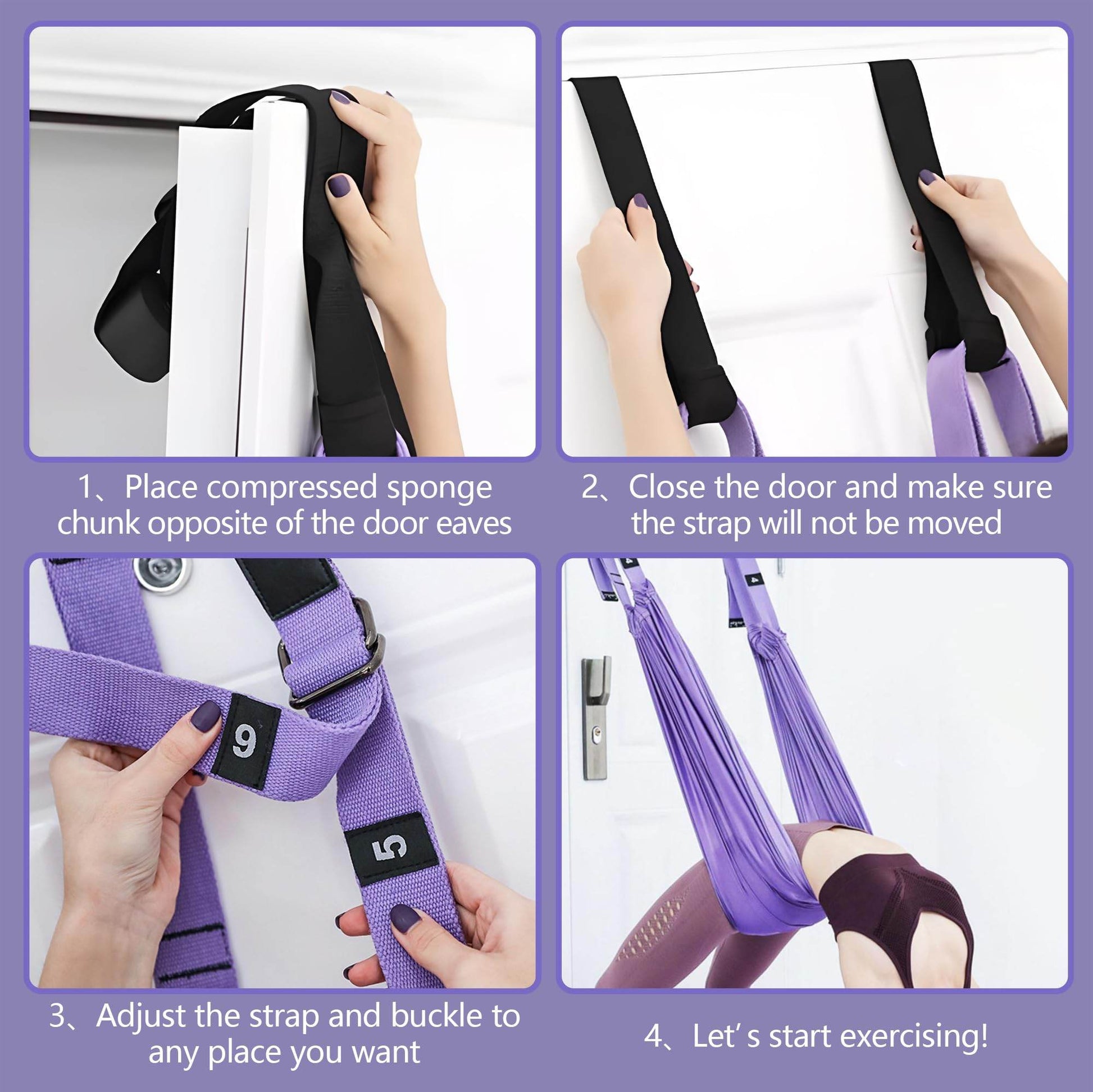 Leg Stretcher Strap, Stretching Equipment with Door Anchor Flexibility Trainer Backbend Assist for Dance Aerial Yoga Ballet Leg Stretching Exercise - zenfulharmony.com