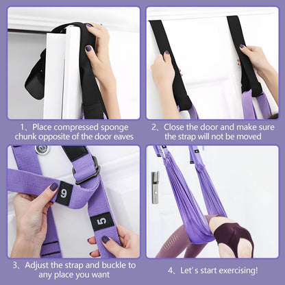 Leg Stretcher Strap, Stretching Equipment with Door Anchor Flexibility Trainer Backbend Assist for Dance Aerial Yoga Ballet Leg Stretching Exercise - zenfulharmony.com
