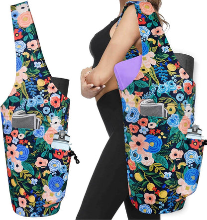 Yoga Mat Bag - Large Opening Long Tote Yoga Mat Carrier Holder Bag with Waterproof Wet Zipper Pocket and Drawstring Water Bottle Pocket - Yoga Bag Fit Most Size Mats - zenfulharmony.com