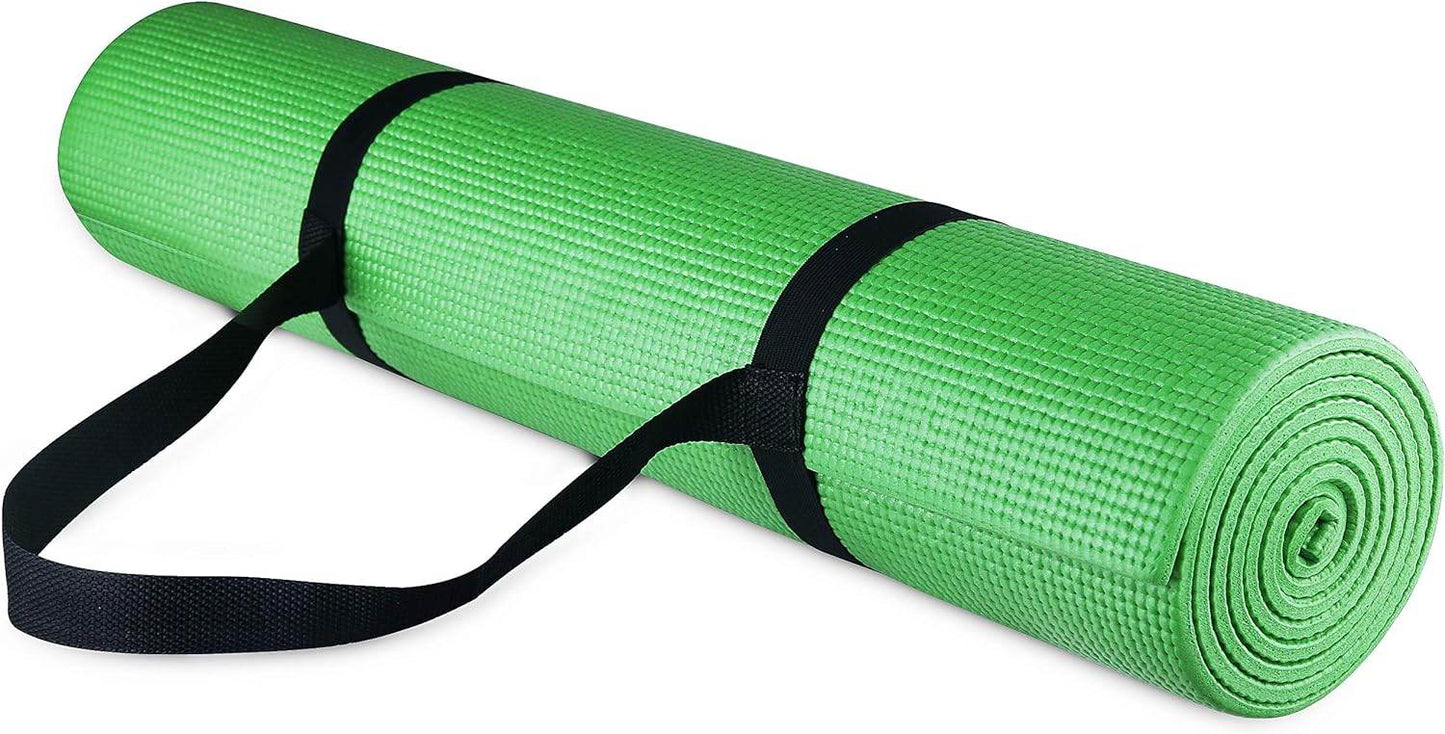 All Purpose 1/4-Inch High Density Anti-Tear Exercise Yoga Mat with Carrying Strap, Multiple Colors - zenfulharmony.com