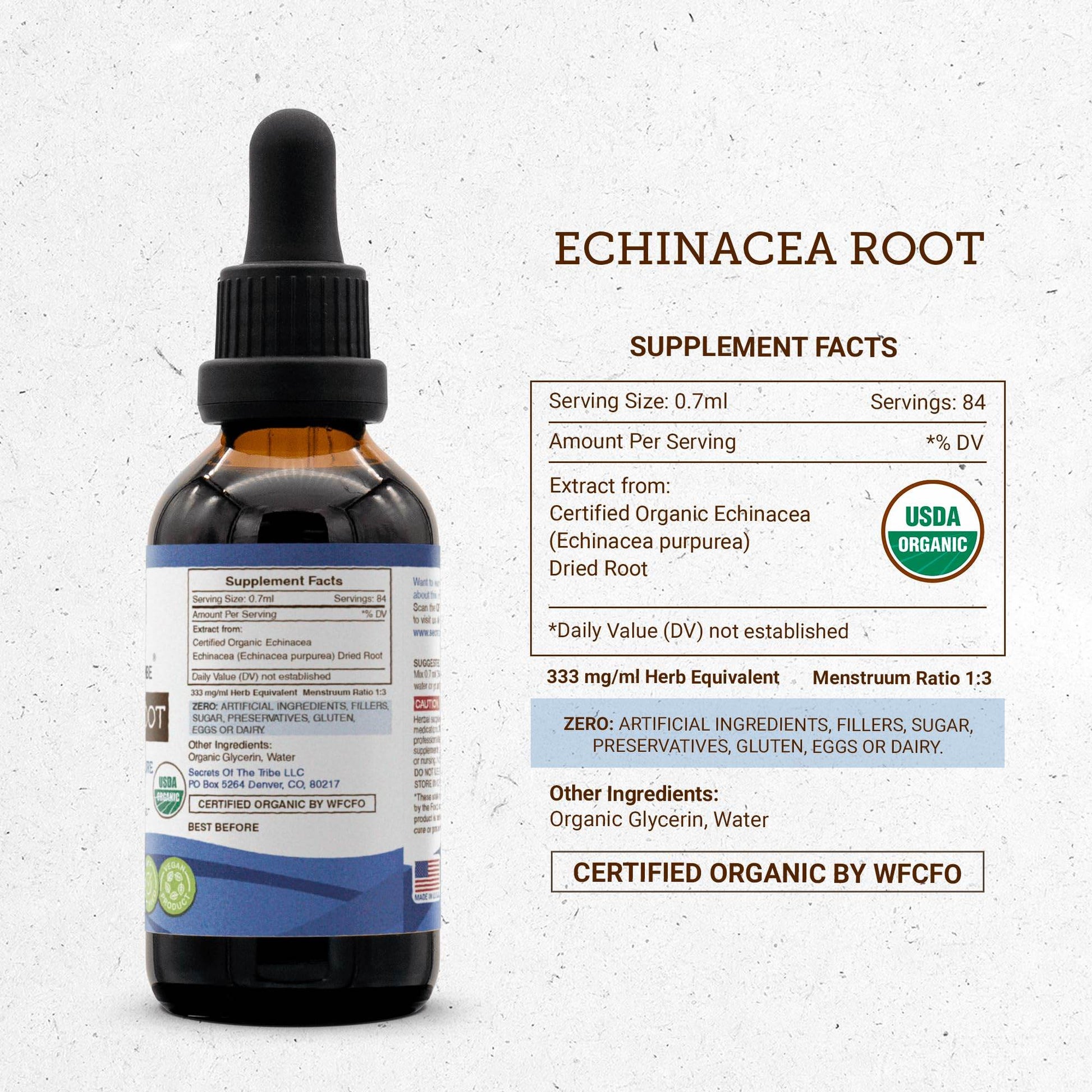 Echinacea Root USDA Organic Tincture | Alcohol-Free Extract, High-Potency Herbal Drops, Immune System Health | Made from 100% Certified Organic Echinacea Root (Echinacea Purpurea) 2 oz - zenfulharmony.com