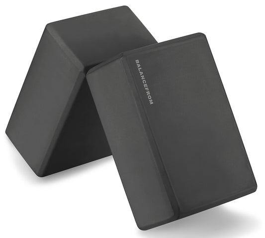 Fitvids Set of 2 High Density Yoga Blocks, 9"x6"x4" Each, Pair (Black) - zenfulharmony.com