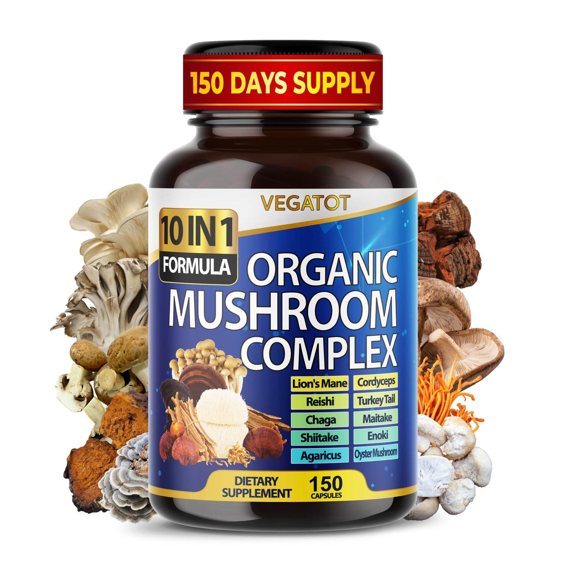 10 in 1 High Strength Mushroom Supplement 9,700MG - Lions Mane, Cordyceps, Reishi - Brain Supplements for Memory and Focus ** 5-Month Supply - zenfulharmony.com