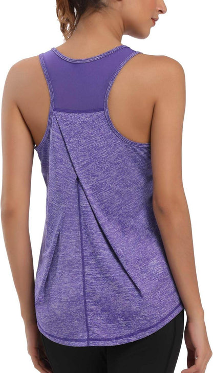 Aeuui Womens Workout Tops for Women Racerback Tank Tops Mesh Yoga Shirts Athletic Running Tank Tops Sleeveless Gym Clothes - zenfulharmony.com