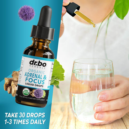 Adrenal Support Supplements Liquid Drops - Organic Adrenal and Focus Supplement, Cortisol Manager Adaptogen Adults, Ginkgo Biloba for Kids Calm - Natural Brain and Memory Fatigue Stress Attention 1oz - zenfulharmony.com